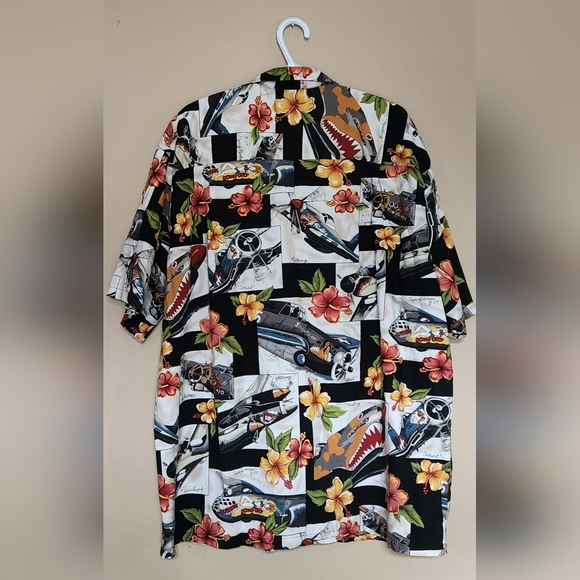 Kalaheo Hawaiian Men 2X Short Sleeve Shirt WWII  Airplane Bomber Floral Women - Picture 6 of 12